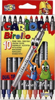 Markere Carioca Birello, varfuri 2 si 4 mm, 10 culori/cutie