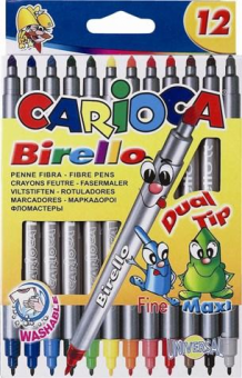 Markere Carioca Birello, varfuri 2 si 4 mm, 12 culori/cutie