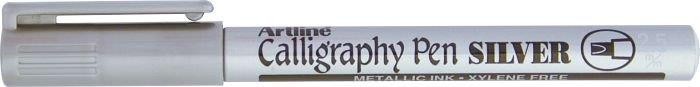 Marker ARTLINE Calligraphy, corp metalic, varf tesit din fetru 2.5mm - argintiu