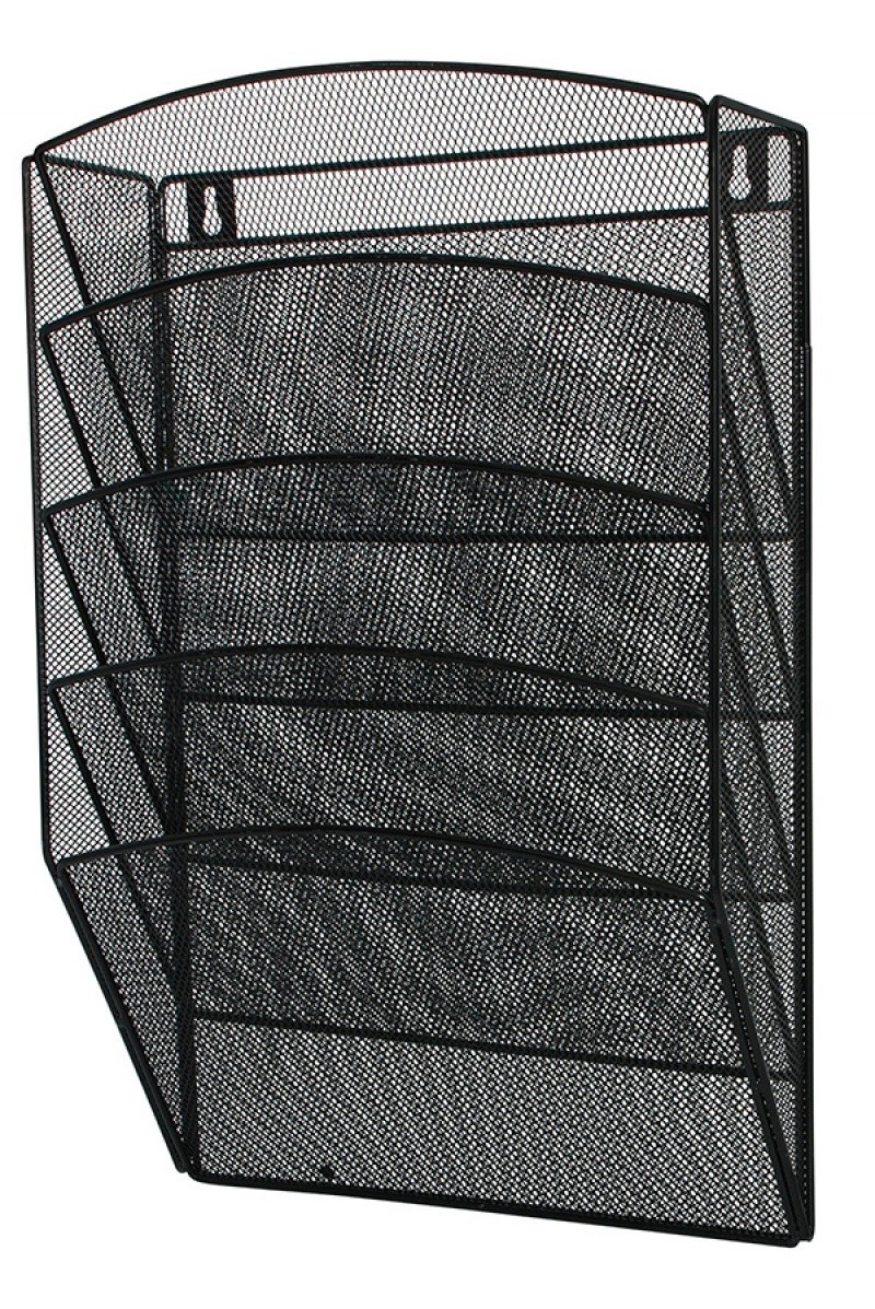 Display metalic Mesh, pentru pliante si cataloage, de perete, 5 x A4, Q-Connect - negru