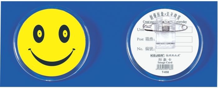 Ecuson plastic KEJEA - Smile, forma rotunda , cu ac si clips, D55mm