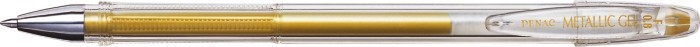 Pix cu gel PENAC FX-3 Metalic, 0.8mm, con metalic, corp transparent - scriere auriu metalizat