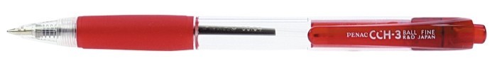 Pix PENAC CCH-3, cu mecanism, rubber grip, 0.7mm, corp transparent - scriere rosie