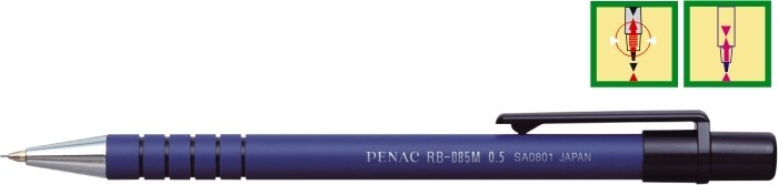 Creion mecanic PENAC RB-085M, rubber grip, 0.7mm, con si varf metalic - corp albastru