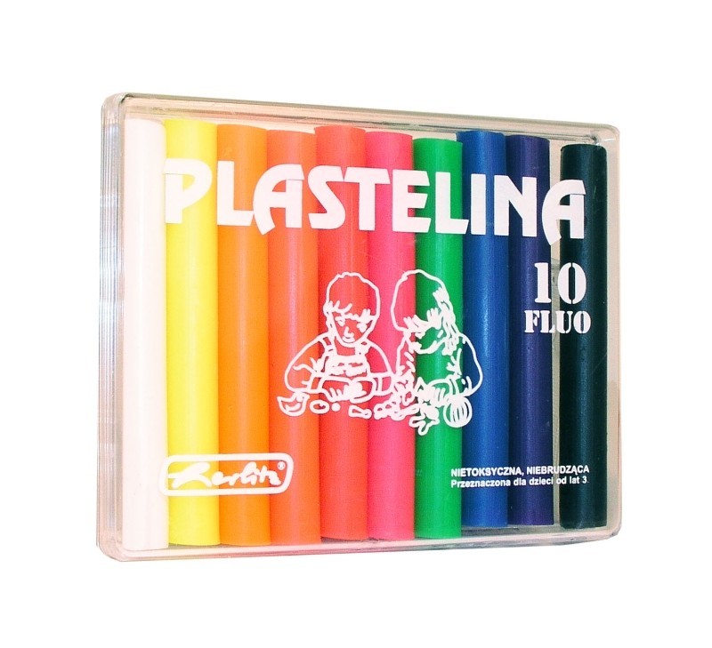 PLASTILINA HERLITZ SET 10 CULORI FLUORESCENTE CUTIE PLASTIC