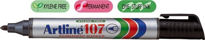 Permanent marker ARTLINE 107, corp plastic, varf rotund 1.5mm - negru
