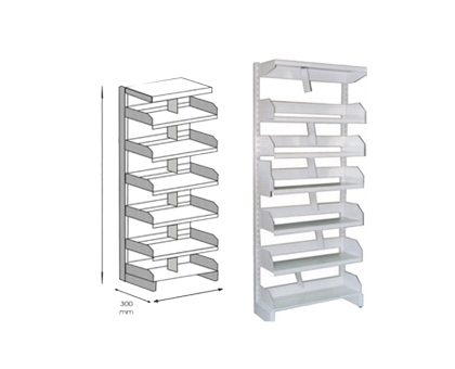 RAFT METALIC ARHIVA LATERAL DE BIBLIOTECA 900x300x2200 mm (LxlxH), 150 kg/polita, ECO