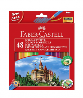 Creioane Colorate 48 culori + Ascutitoare Eco Faber-Castell