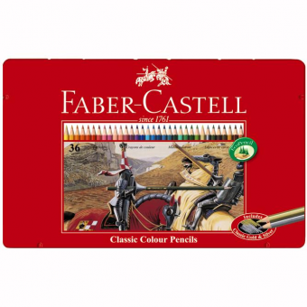 Creioane Colorate 36 culori Cutie Metal Faber-Castell