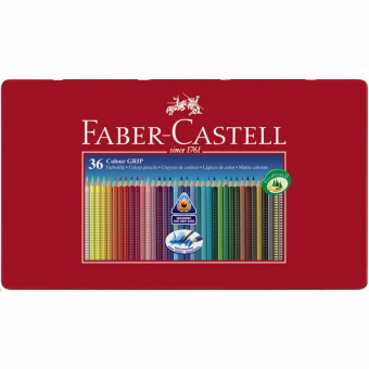 Creioane Colorate 36 culori cutie metal Grip 2001 Faber-Castell