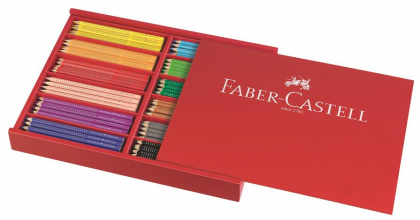 Creioane Colorate 144 buc cutie lemn Grip 2001 Faber-Castell