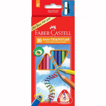 Creioane Colorate Junior Grip 10 culori + Ascutitoare Faber-Castell