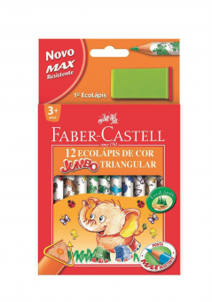 Creioane Colorate 12 Culori Eco Jumbo cu Ascutitoare Faber-Castell