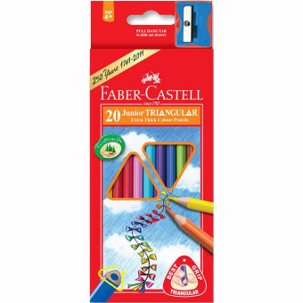 Creioane Colorate Junior Grip 20 culori + Ascutitoare Faber-Castell