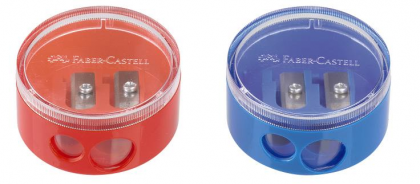 Ascutitoare Plastic Dubla Cu Container Twist Off Rosie/Albastra Faber-Castell