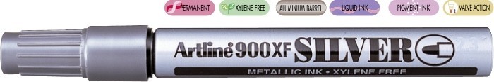 Marker cu vopsea ARTLINE 900XF, corp metalic, varf rotund 2.3mm - argintiu