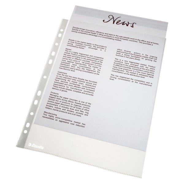 Folie protectie pentru documente, 46 microni, 100folii/set, ESSELTE - transparent