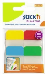 Stick index plastic transp. cu margine color 38 x 25 mm, 4 x 20 file/set, Stick