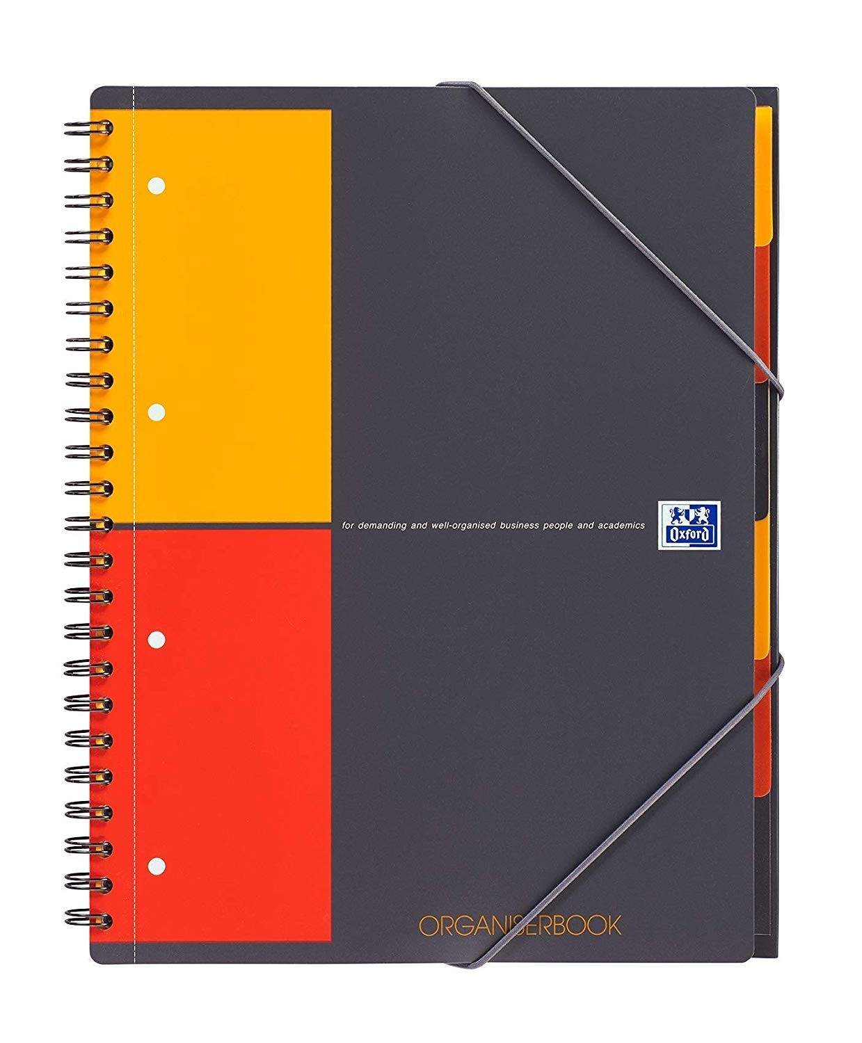 Caiet cu spirala A4+, OXFORD International Organiserbook, 80 file-80g/mp, 4 perf., coperta PP - mate
