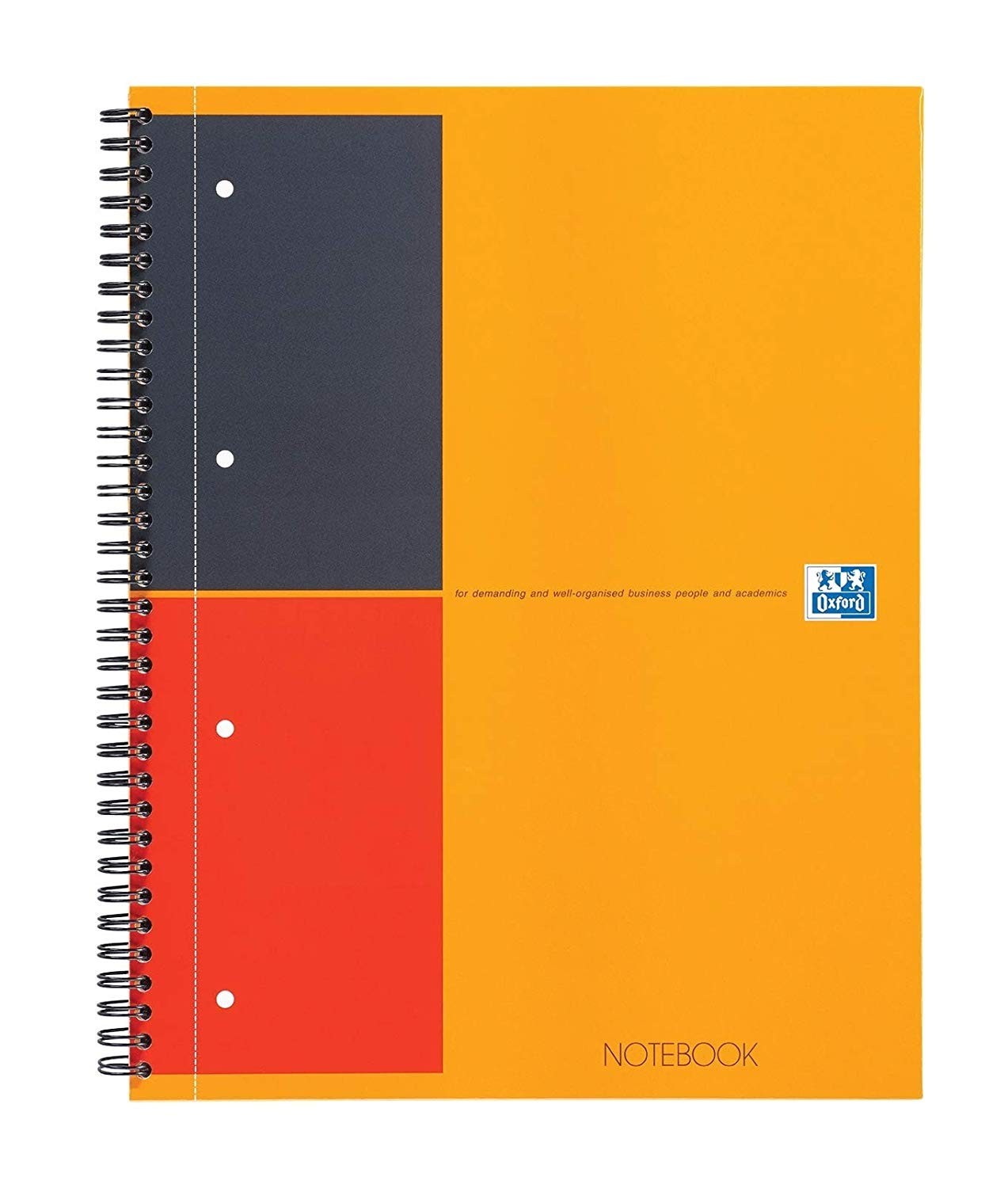 Caiet cu spirala A4+, OXFORD Int. Notebook, 80 file-80g/mp, 4 perf., coperta carton rigid - dictando