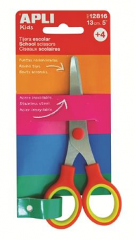 Foarfeca scolari Apli, grip rosu, 13 cm, taiere dreapta