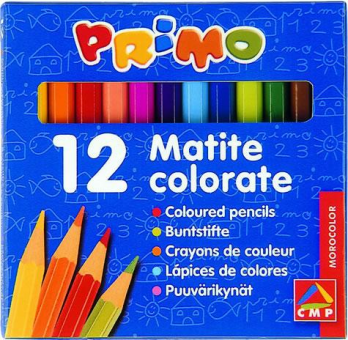 Creioane colorate Morocolor Primo, 9 cm lungime, 12 culori/cutie