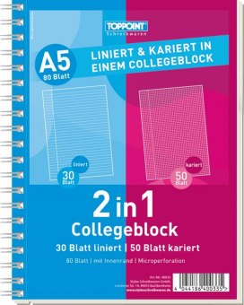 Caiet cu spira, A5, 30 coli dictando, 50 coli matematica