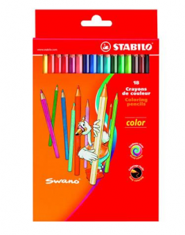 Creioane colorate Stabilo Swano, 18 culori/cutie