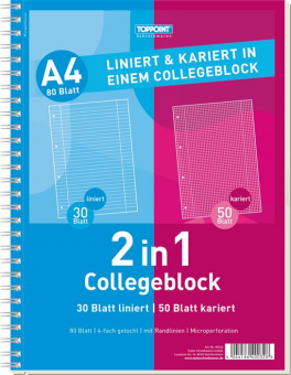 Caiet cu spira, A4, 30 coli dictando, 50 coli matematica