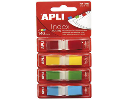 INDEX POP-UP APLI 12x45 mm, 140 file/set, 4 culori margine neon