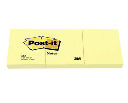 NOTES AUTOADEZIV POST-IT 51x38 mm, 3 buc/set, galben pastel