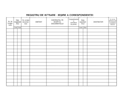 REGISTRU INTRARE-IESIRE orizontal A4