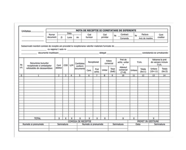 NOTA INTRARE-RECEPTIE A4