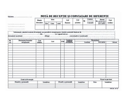 NOTA INTRARE-RECEPTIE FARA TVA A4