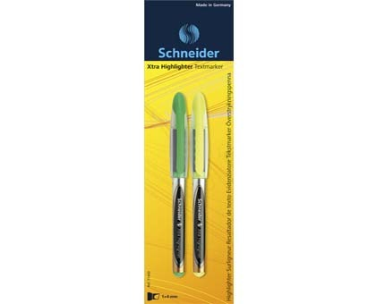 2 TEXTMARKER SCHNEIDER XTRA 140 (BLISTER), galben/verde