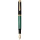 STILOU SOUVERAEN M1000 B,PENITA AUR18K,ACCESORII PLACATE CU AUR,CORP NEGRU-VERDE