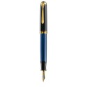 STILOU SOUVERAEN M800 B PENITA AUR 18K,ACCESORII PLACATE CU AUR,CORP NEGRU-ALBASTRU