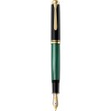 STILOU SOUVERAEN M1000 EF,PENITA AUR 18K,ACCESORII PLACATE CU AUR, CORP NEGRU-VERDE