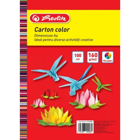 CARTON COLOR A4 160GR TOP 100 DIVERSE CULORI