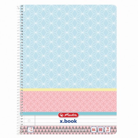 CAIET A4 80 FILE CU SPIRALA DICTANDO, MOTIV GRAPHIC PASTELS BLUE