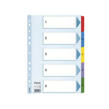 SEPARATOARE CARTON ESSELTE MYLAR CU INDEX LAMINAT A4 NUMERE 1-5