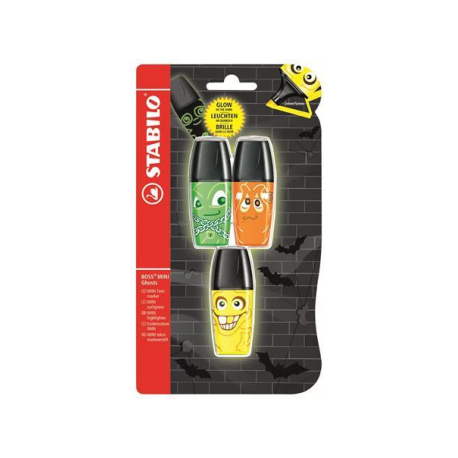 Textmarker Stabilo Boss Mini Ghost, 3 buc.blister