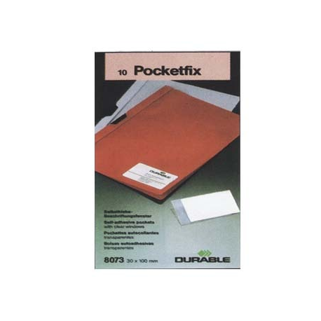 BUZUNAR AUTOADEZIV PVC POCKETFIX 57x90 mm, 10 buc/set, DURABLE