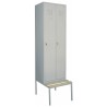 VESTIAR METALIC COMPARTIMENTAT CU 2 USI SI BANCUTA, 800x450x2200 mm (LxlxH), ECO+