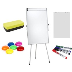 Flipchart magnetic +Plus Office 70x100 cm + hartie flipchart, markere, burete, magneti