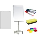 Flipchart magnetic mobil 70x100 cm cu brate laterale +Plus Office + hartie flipchart, markere, burete, magneti