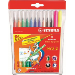 Set markere Stabilo, 12 culori/set (10 de baza, 2 fluorescente)