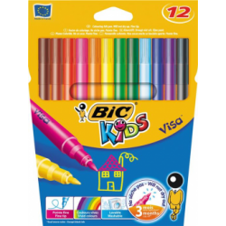 Markere colorate lavabile Bic Visa, 12 bucati/set