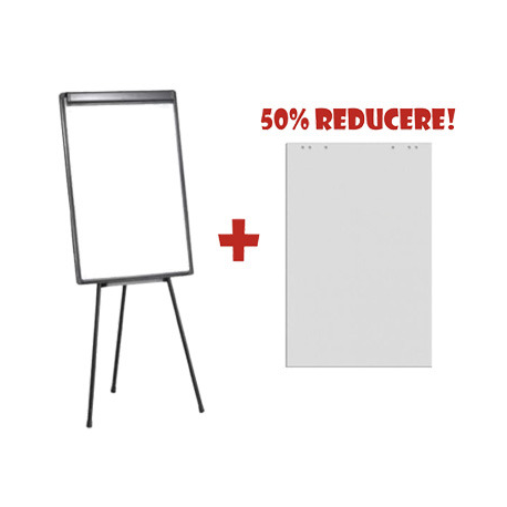 FLIPCHART MAGNETIC 70x100 cm + HARTIE FLIPCHART 70x100 cm, 20 coli/top