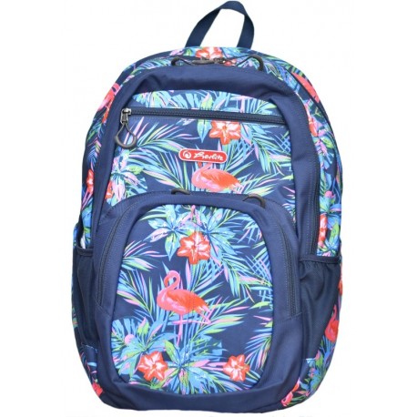 RUCSAC HOLIC CU DOUA COMPARTIMENTE, COMPARTIMENT PENTRU LAPTOP, DIMENSIUNE 44 X 30 X 20 CM, MOTIV FLAMINGO